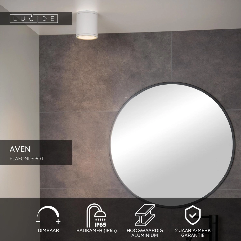 Plafondspot Aven badkamer IP65 wit Lucide 5411212221445