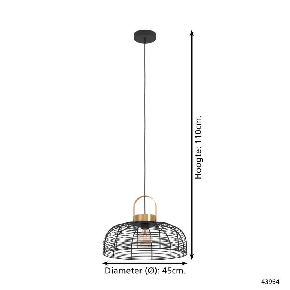 Draadlamp Roundham Ø 45cm - zwart met goud Eglo 9002759439644