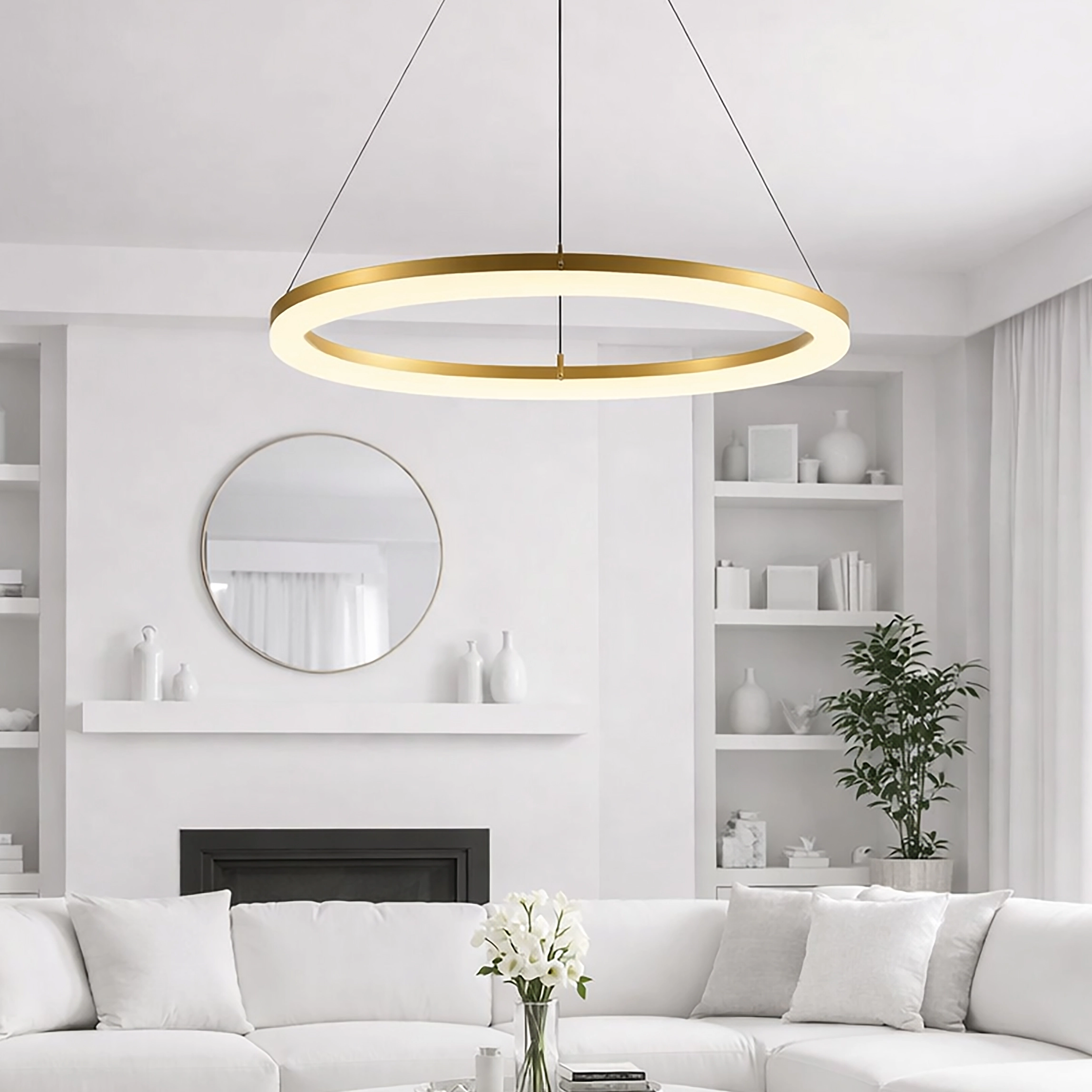Strakke hanglamp Ara Ø 100cm goud Lyora 5053423316048