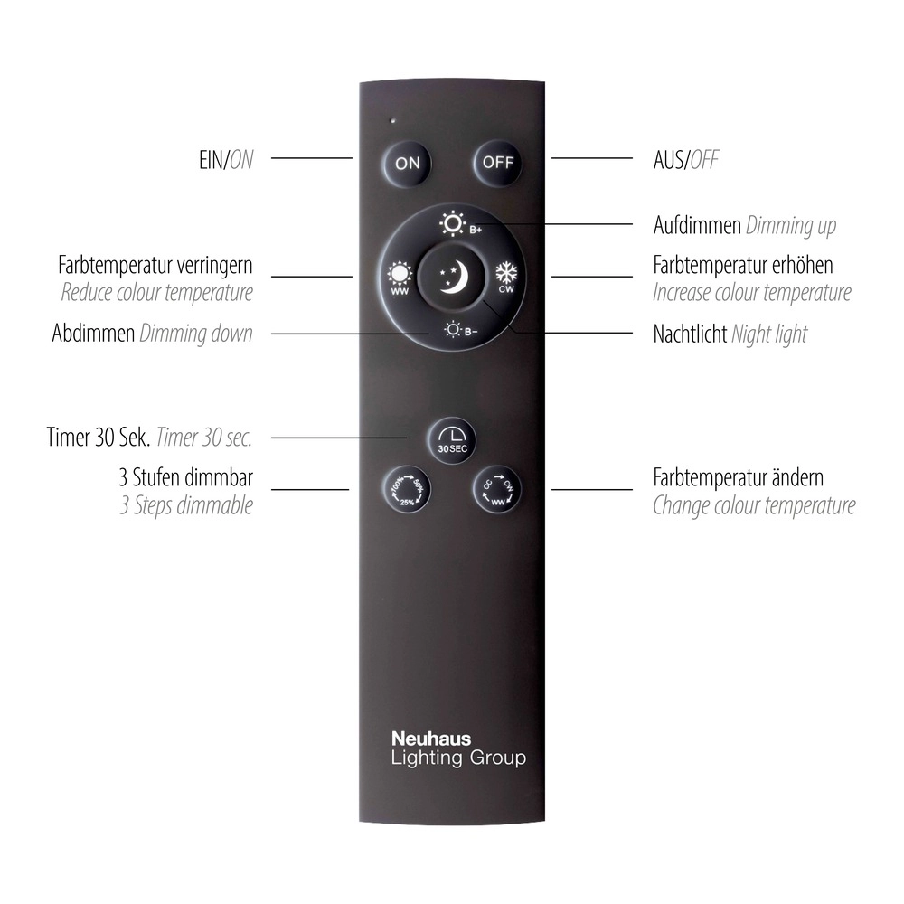 Led wandlamp Pure Mira schakelaar - black pearl Paul Neuhaus 4012248359426