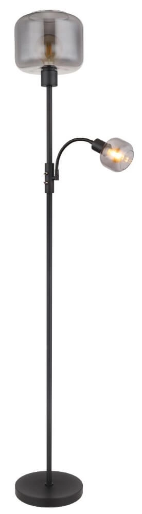 Zwarte vloerlamp Giuseppe smoke glas Globo 9007371438228