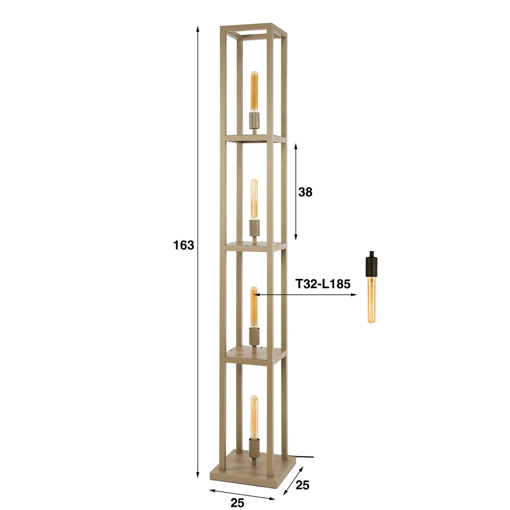 Zandbruine vloerlamp Quadra Japandi - 4x E27 Lyora 8716803511439
