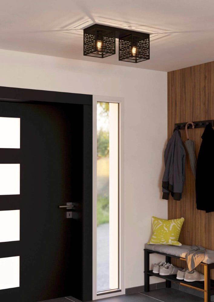 Plafondlamp Piedritas zwart - 2x E27 Eglo 9008606235711