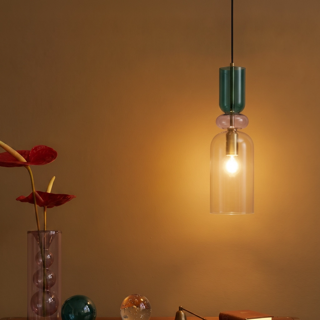 Gekleurde hanglamp Murano lichtgrijs