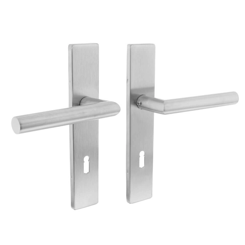 Deurklink Hoek 90 rechthoekig sleutel 72mm RVS