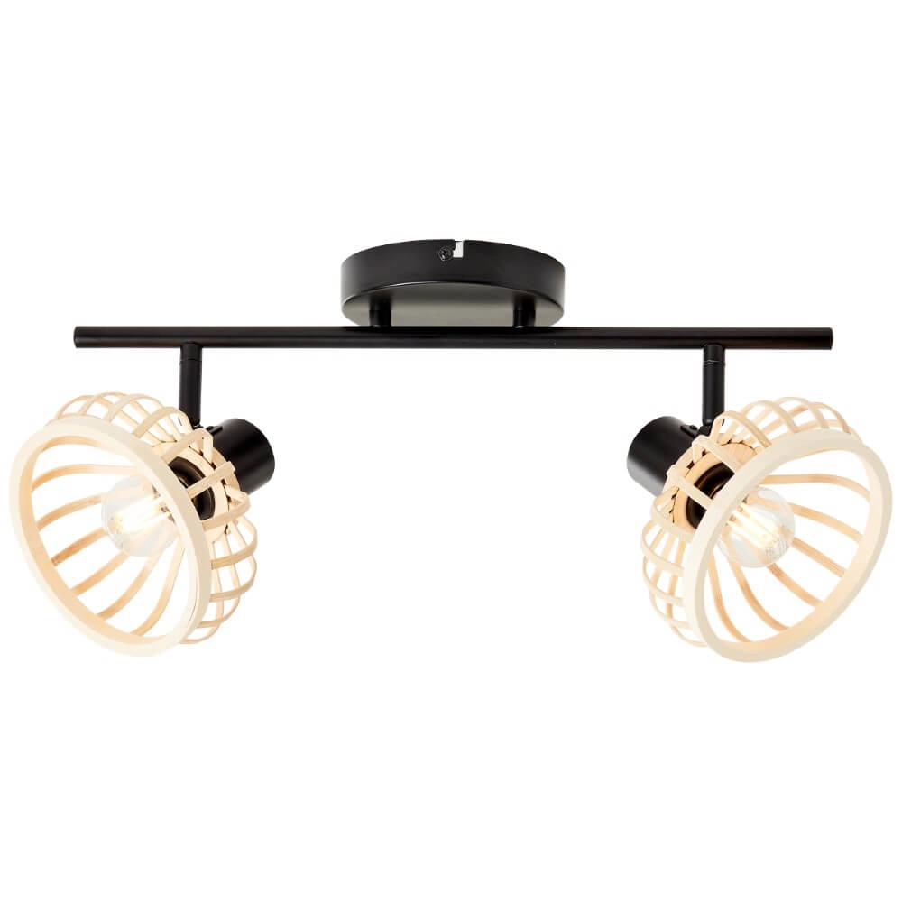 Houten plafondlamp Norah 2-lichts Houten plafondlamp Norah 2-lichts