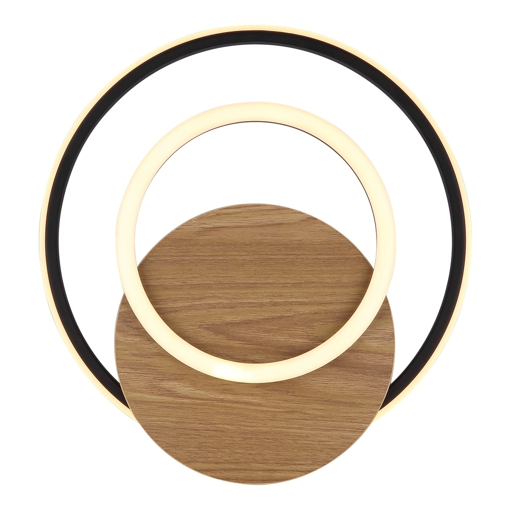 Design plafondlamp Julio zwart met hout Globo 9007371471386
