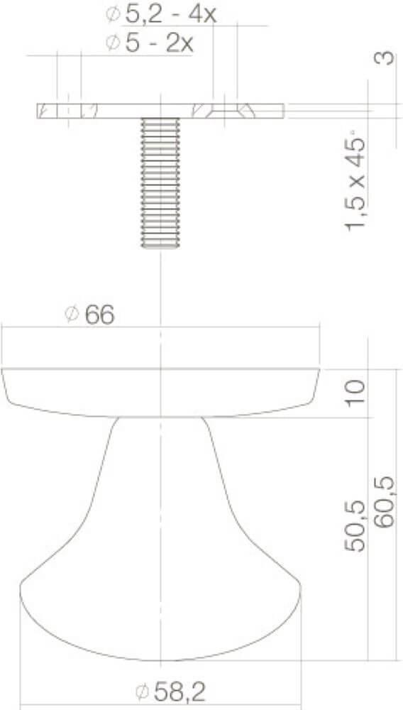 Voordeurknop Castor eenzijdige montage RVS Intersteel 8714186355800