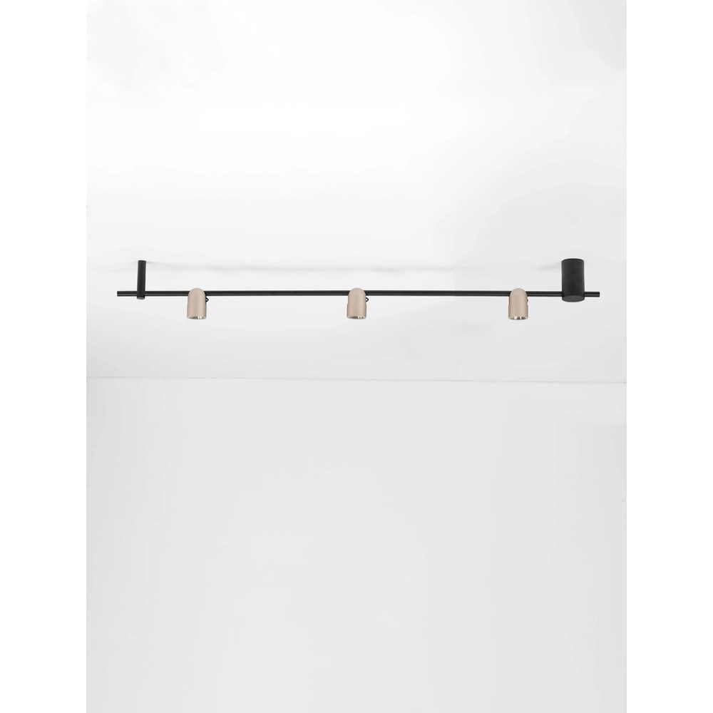 Plafondlamp Sirmos zwart met mokka bruin