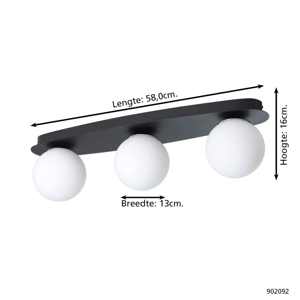 Plafondlamp Castrovido 3-lichts zwart Eglo 9008606360697