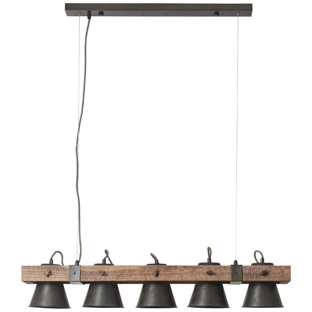 5-lichts hanglamp Decca zwart met bruin Brilliant 4004353361494