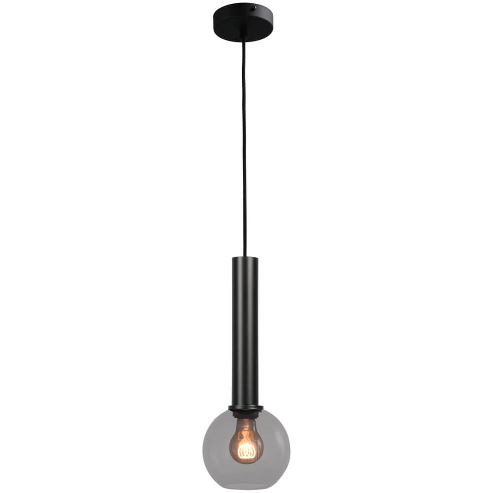 Hanglamp Ø 15cm Bella 2 Zwart met smoke glas