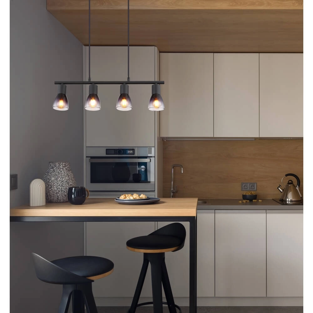Zwarte hanglamp Satella 4-lichts Globo 9007371446933