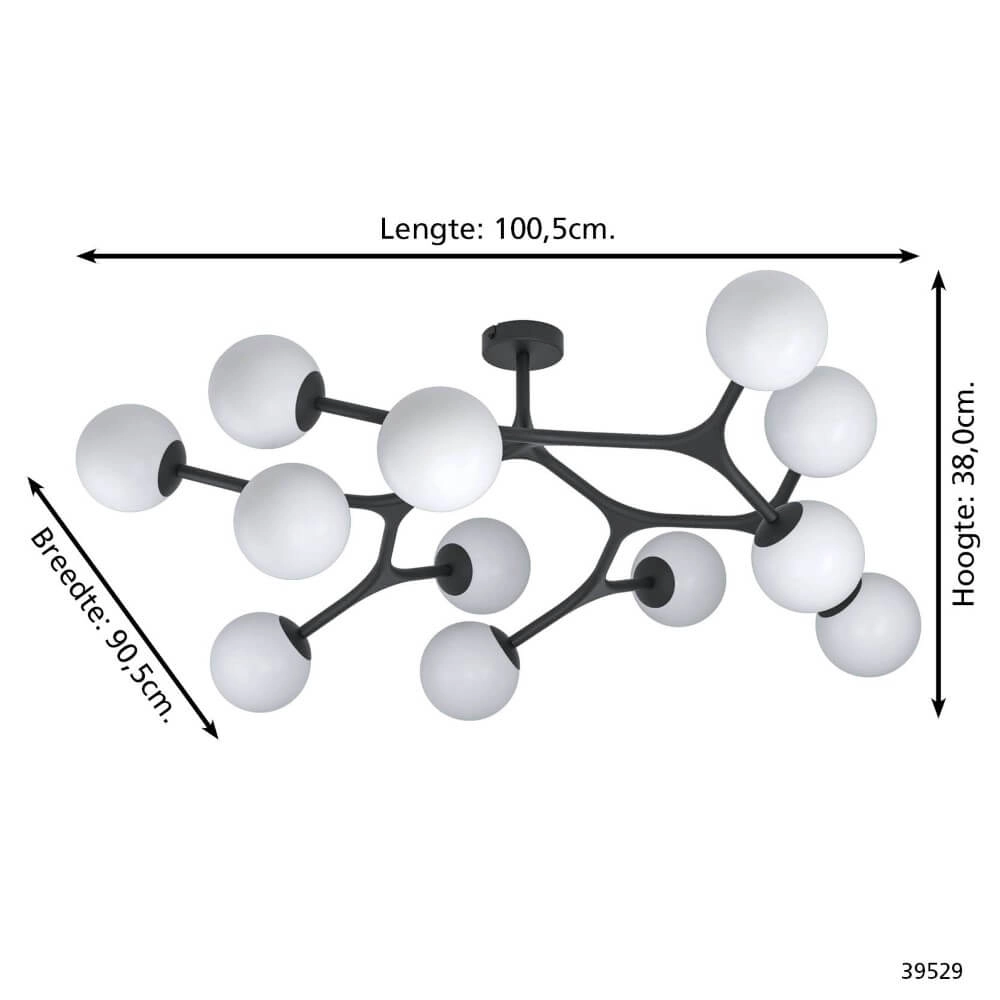 Design plafondlamp Maragall 12-lichts zwart Stars of Light 9002759395292