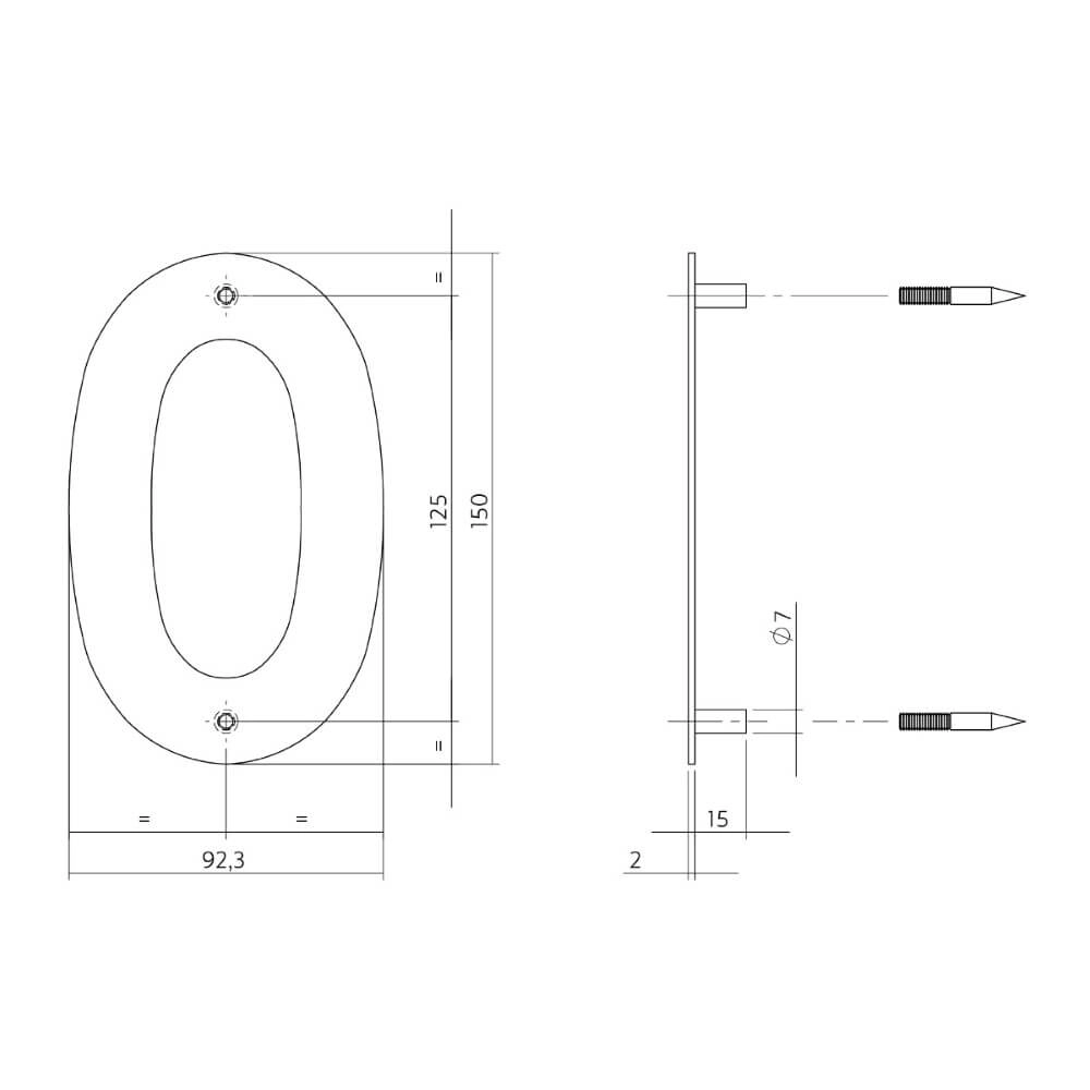 Huisnummer 0 Numbra 150x2mm RVS Intersteel 8714186126691
