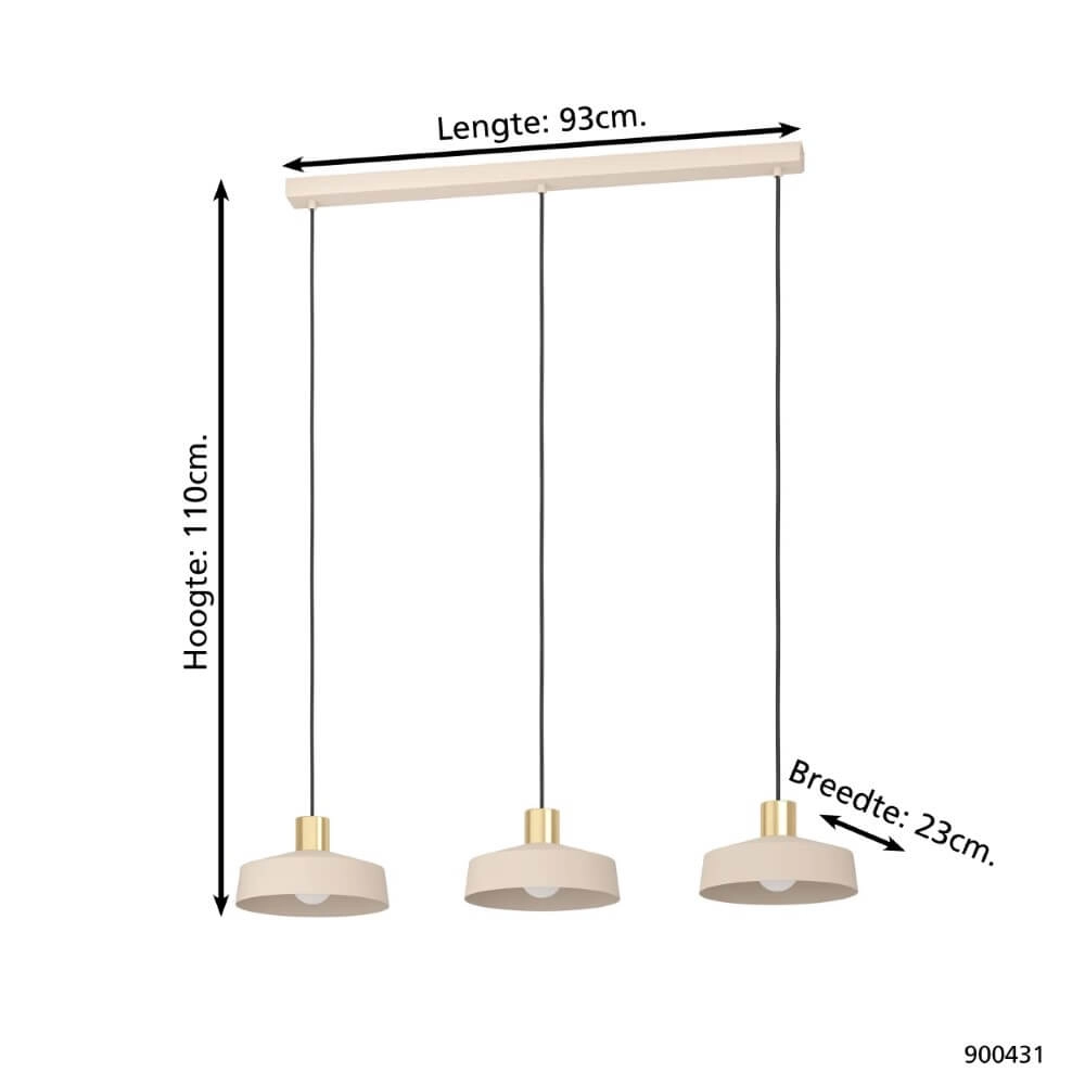 Hanglamp Valdiola 3-lichts zandbruin Eglo 9008606240579