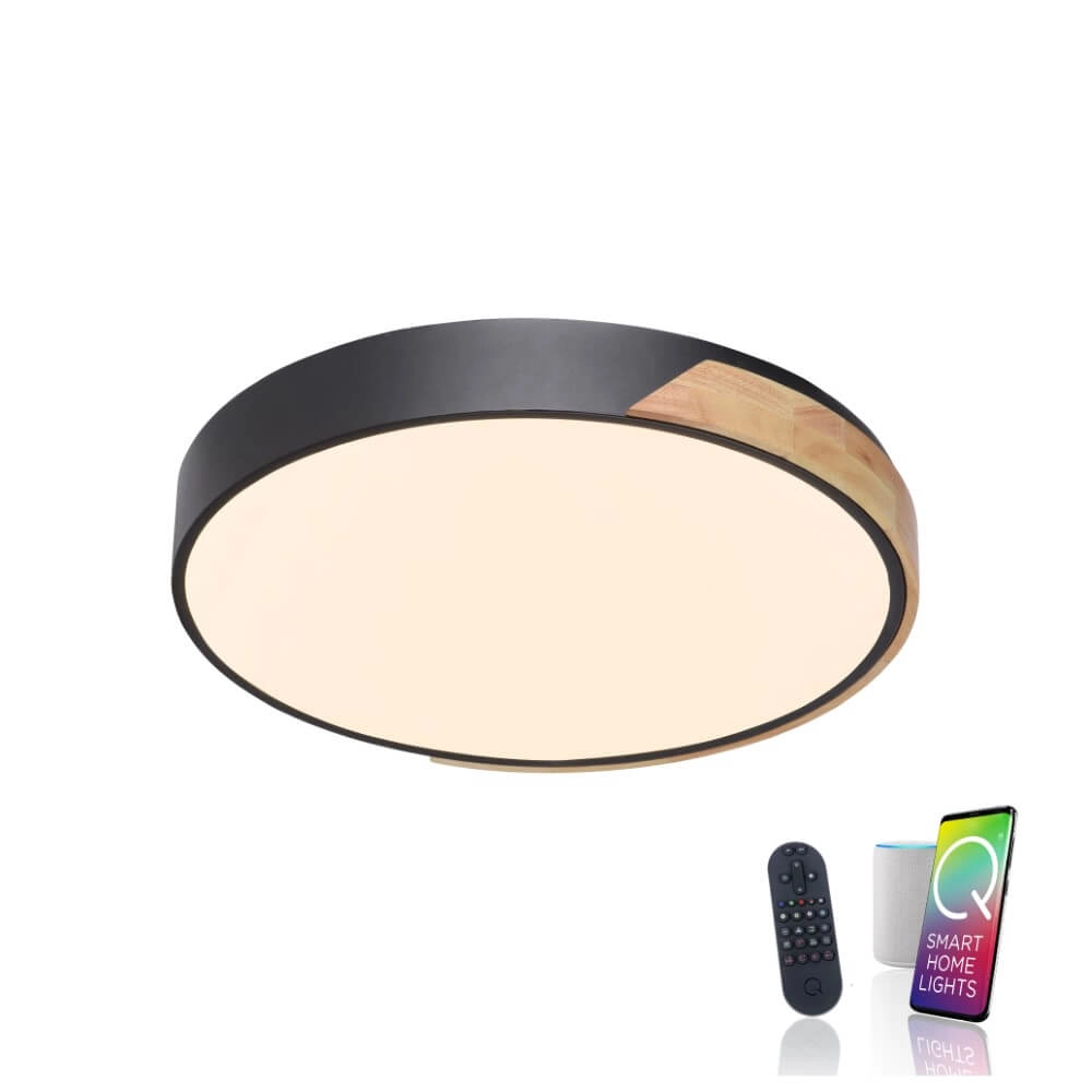 Ronde plafondlamp Q-Bila zwart Paul Neuhaus 4012248366219