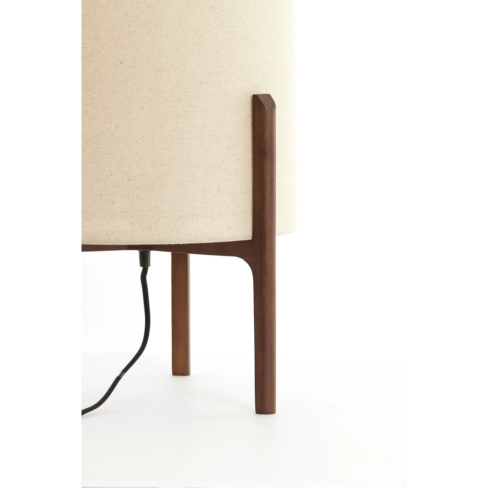 Schemerlamp Litto Ø 35cm - walnoot met naturel linnen Light & Living 8717807792718