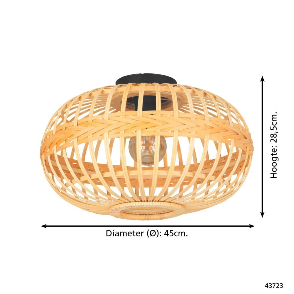 Rotan plafondlamp Amsfield Ø 45cm Eglo 9002759437237