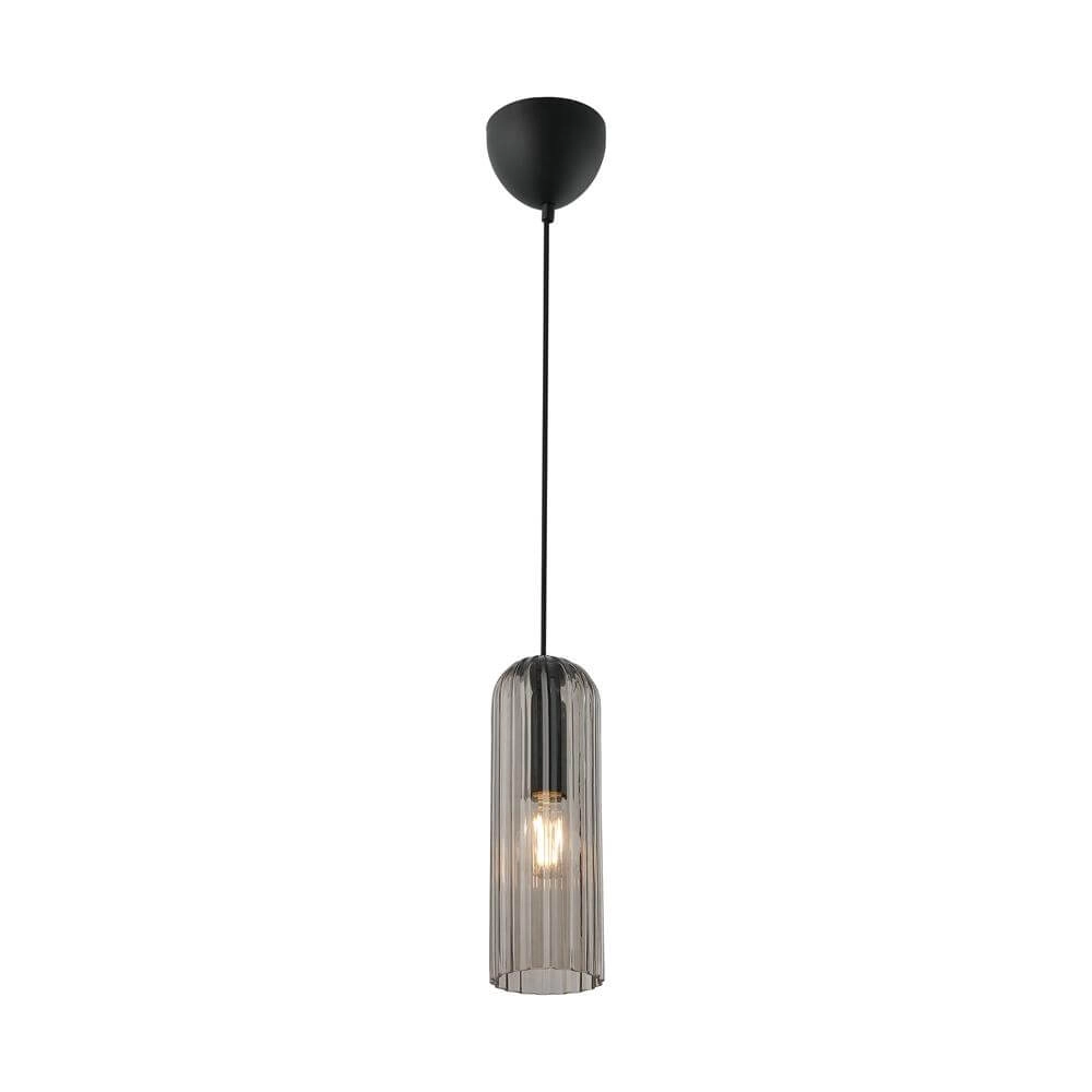 Moderne hanglamp Miella zwart met smoke glas