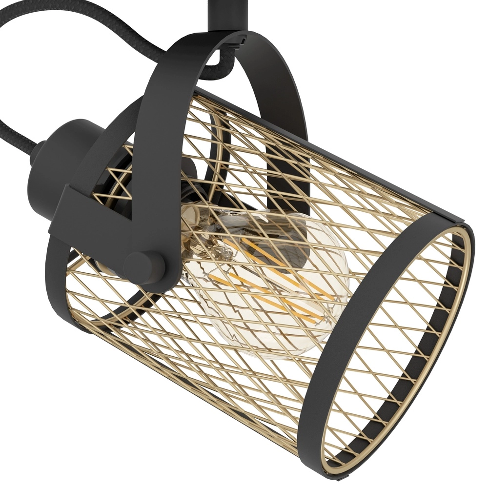 3-lichts plafondlamp Dellow zwart met goud Eglo 9002759435332