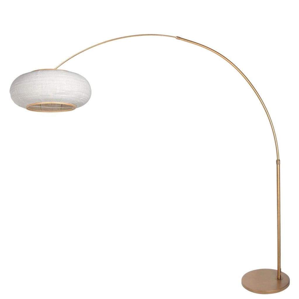 Bronzen booglamp Silva Alba met witte kap Ø60cm Steinhauer 8712746185676