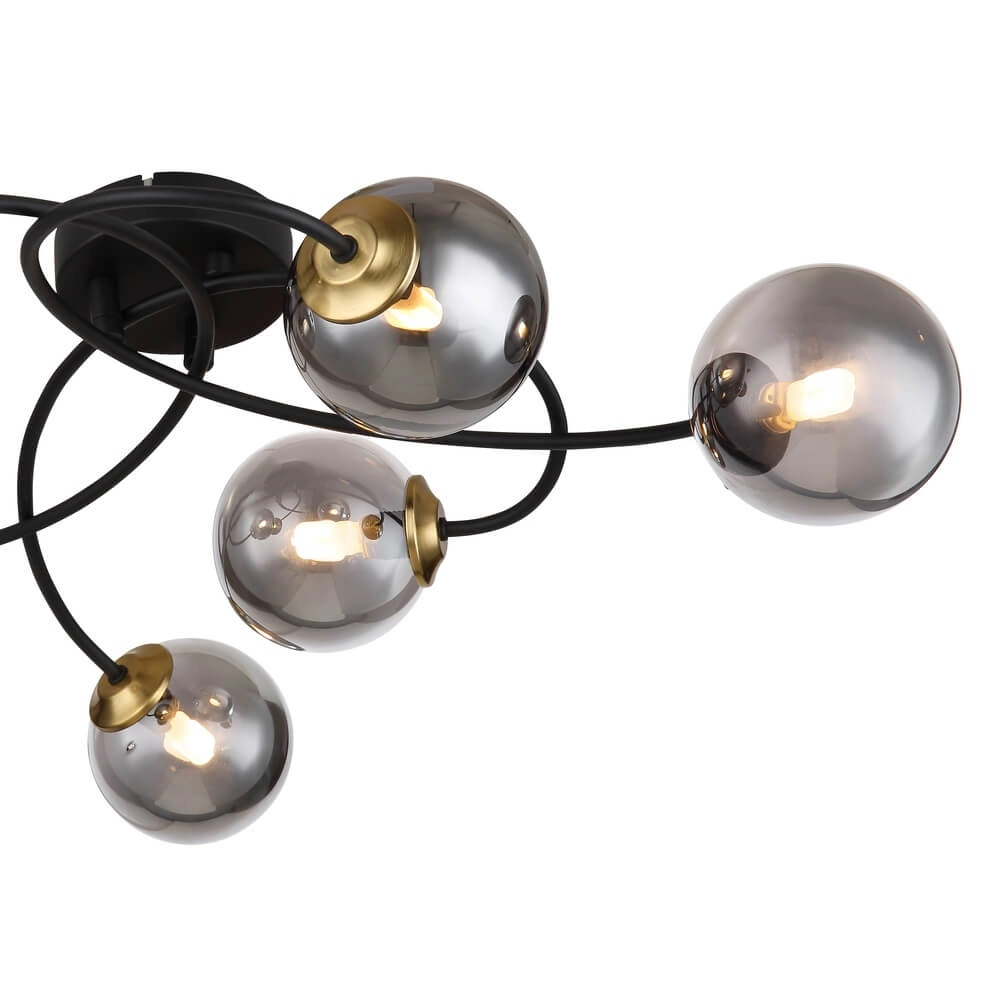 Zwarte plafondlamp Jorge bol smoke glas 6-lichts Globo 9007371437191