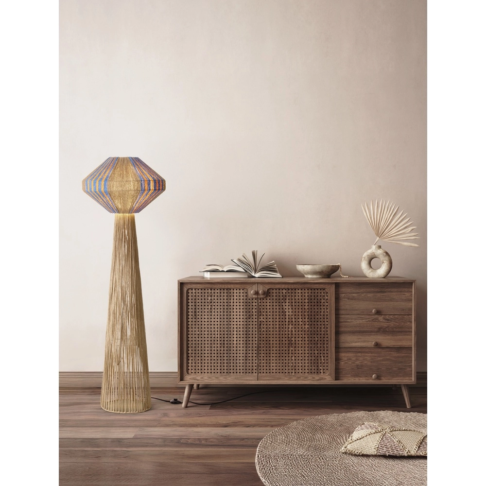 Vloerlamp Abby Ø 50cm bruin met blauw Lyora 5212017477439
