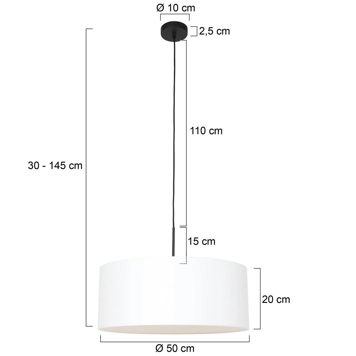 Hanglamp Sparkled Ø 50cm effen wit Steinhauer 8712746146219