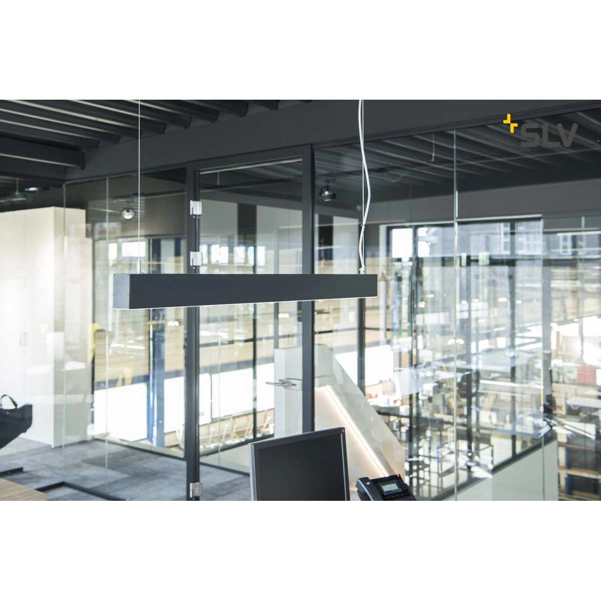 Kantoor hanglamp Glenos 4000K 100cm zwart SLV 4024163196970