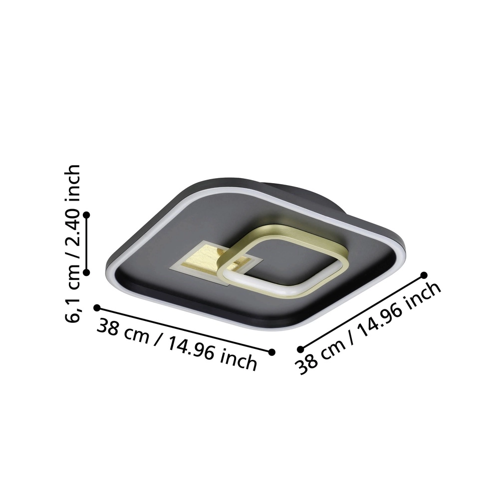 Design plafondlamp Tiriolo led - zwart met goud - 38x38cm Eglo 9008606316373
