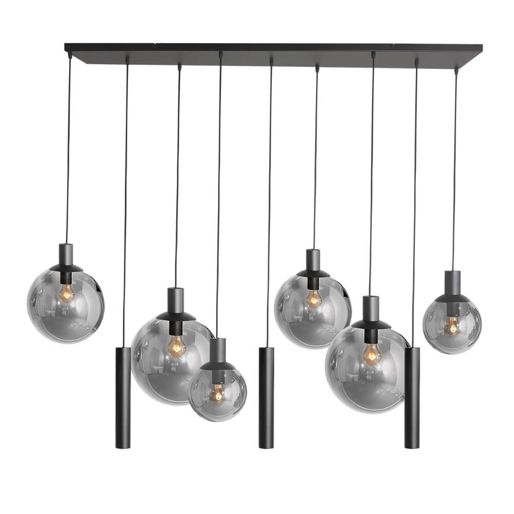 Eettafel hanglamp Bollique zwart met rookglas Steinhauer 8712746172973