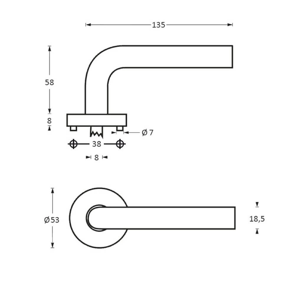 Deurklink Rond rozet met nok RVS Intersteel 8714186129593