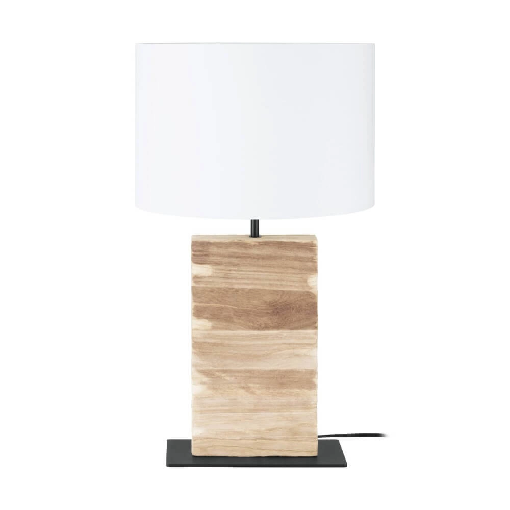 Tafellamp Contessore recht hout met wit Tafellamp Contessore recht hout met wit