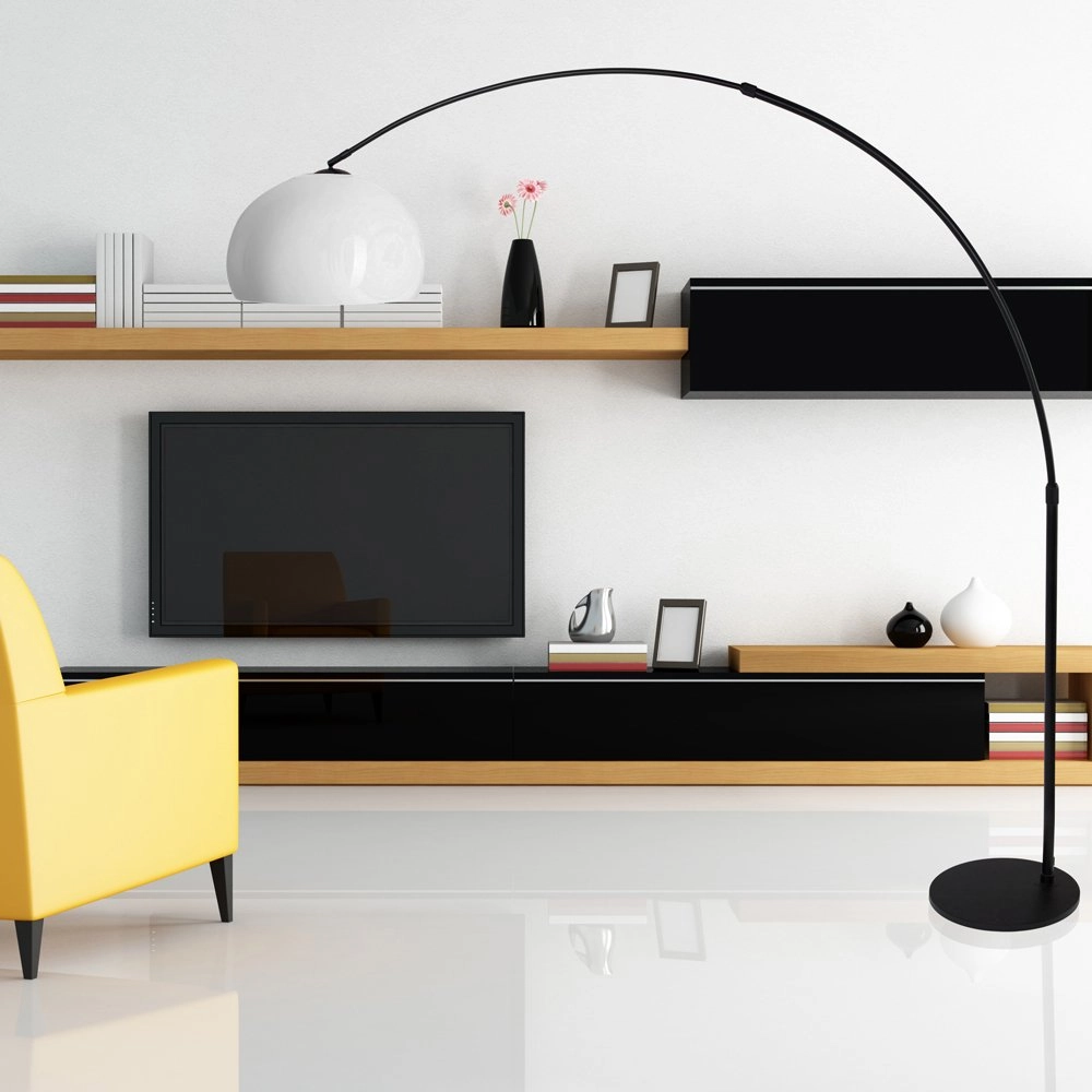 Booglamp Stresa zwart met witte lampenkap Steinhauer 8712746106640