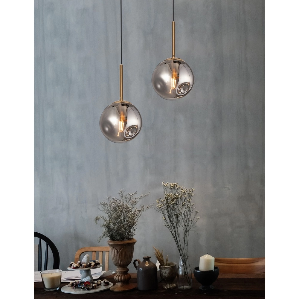 Hanglamp Spada enkel grijs met goud