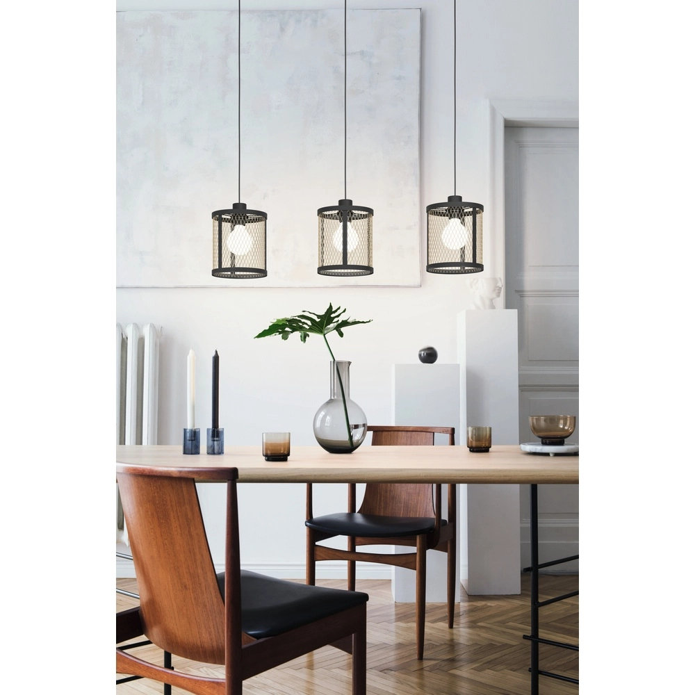 3L hanglamp Dellow zwart met goud - Ø 18cm Eglo 9002759436056