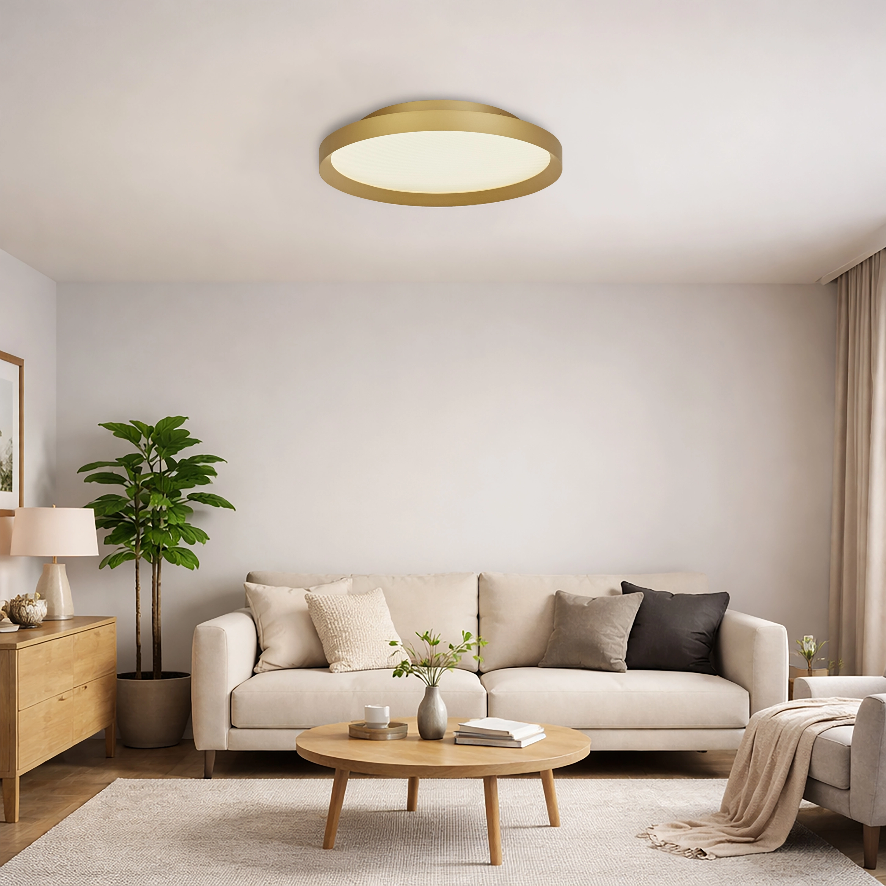 Strakke plafonniere Prisma goud Ø 35cm Lyora 5053423315256