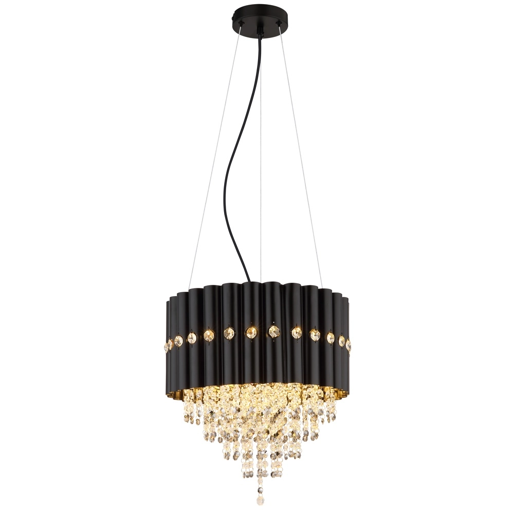 Hanglamp Eleos zwart met kristal