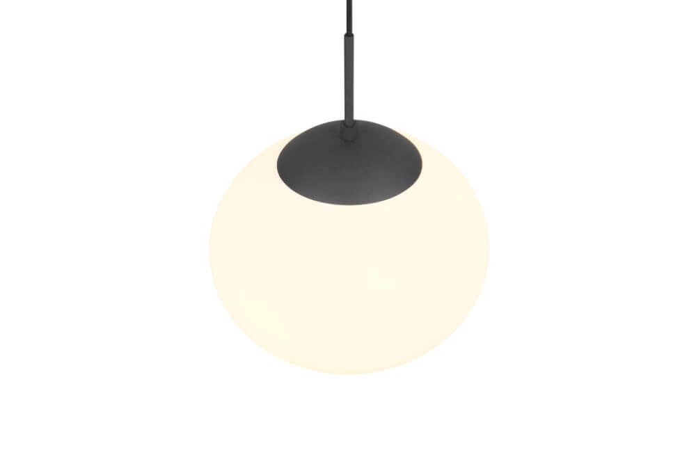 Ovale hanglamp Fomento Ø 30cm - zwart met wit glas Trio 4017807616200