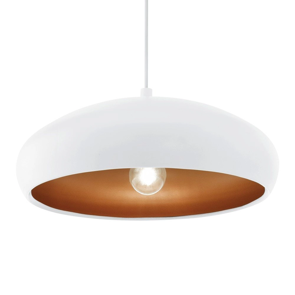 Landelijke hanglamp Mogano 1 40cm wit met roodkoper