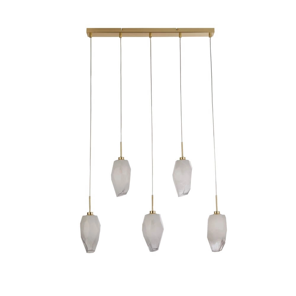 5-lichts hanglamp Rocky met wit glas Searchlight 5053423264240