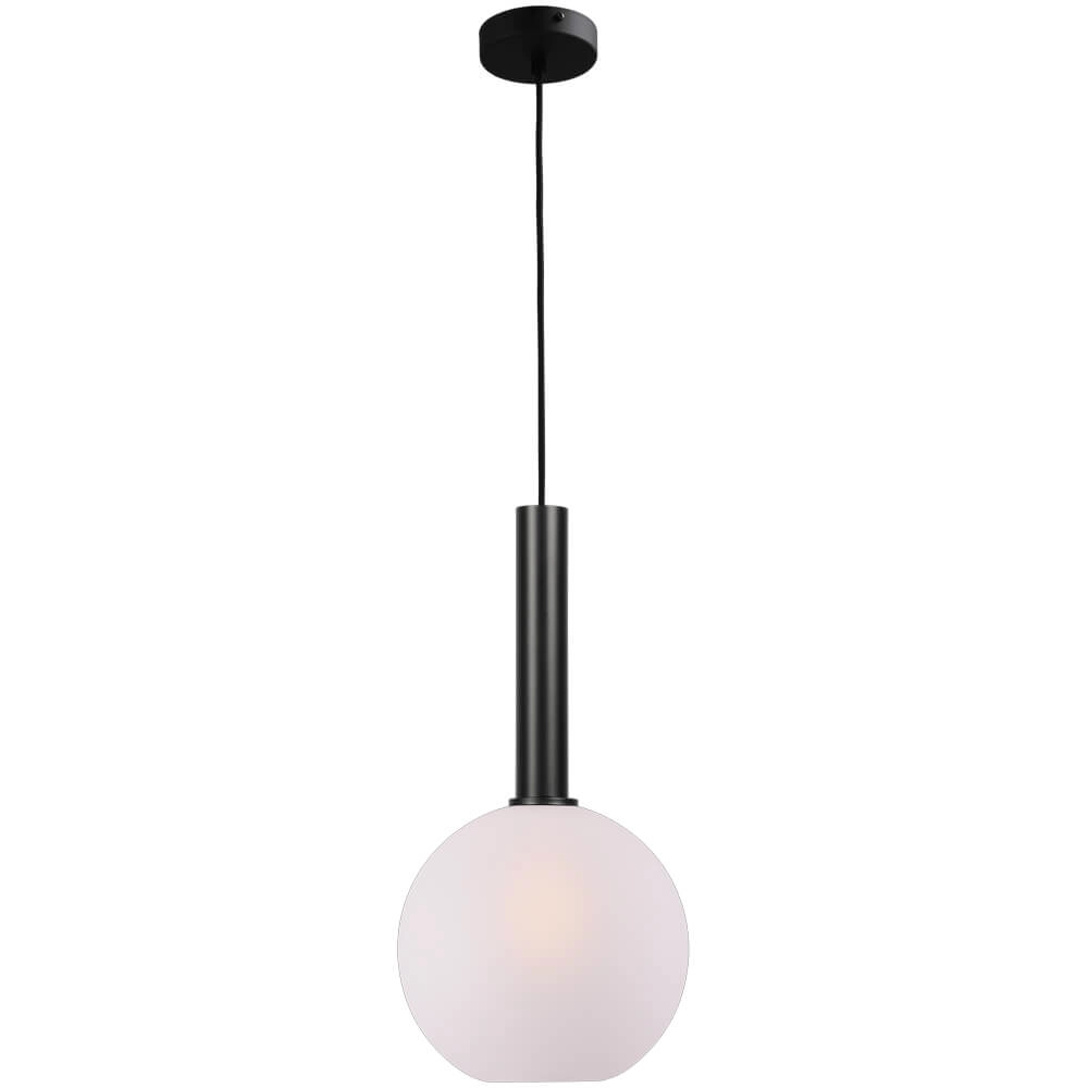 Hanglamp Ø 25cm Bella 2 Zwart met mat wit glas Hanglamp Ø 25cm Bella 2 Zwart met mat wit glas