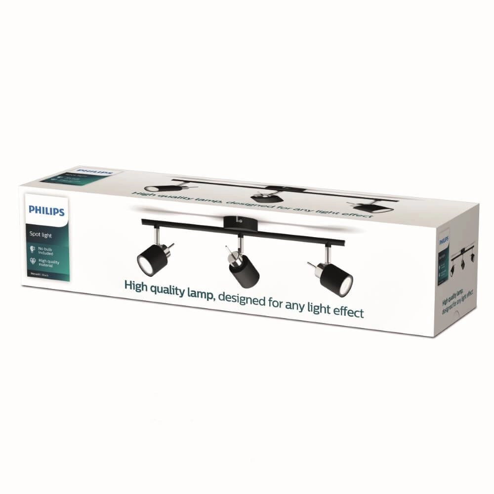 Zwarte plafondspot Meranti 3x GU10 Philips 8719514465411