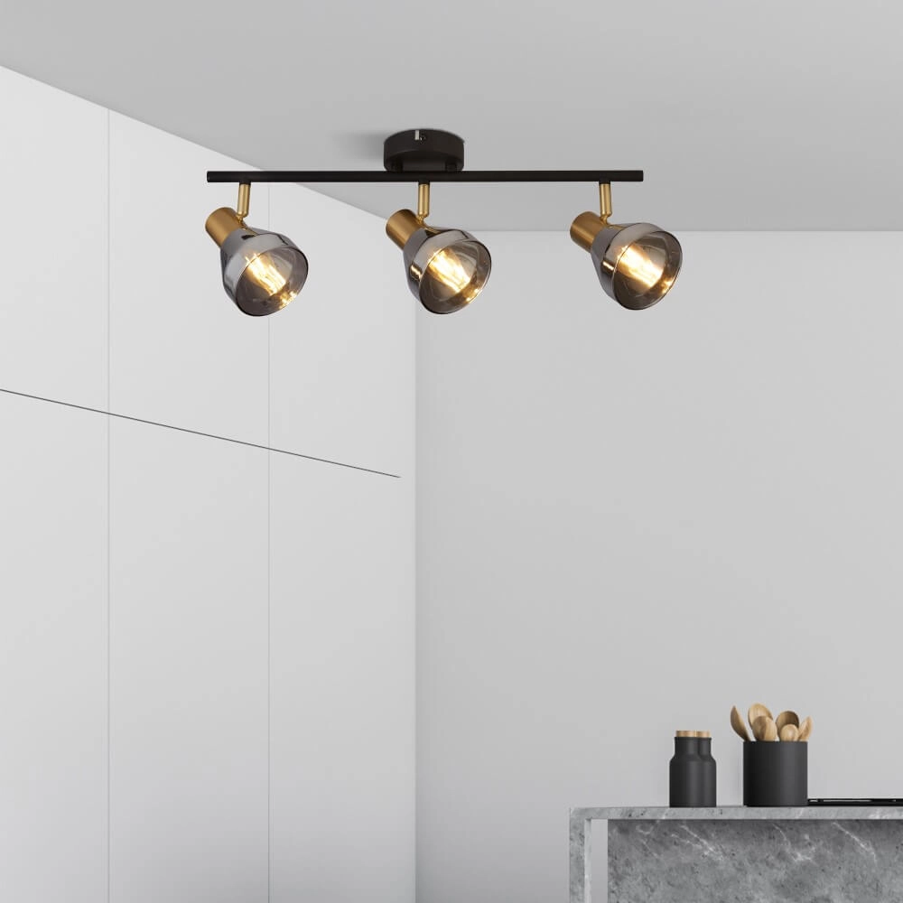Plafondlamp Westminster met smoke glas 3-lichts Searchlight 5053423227900