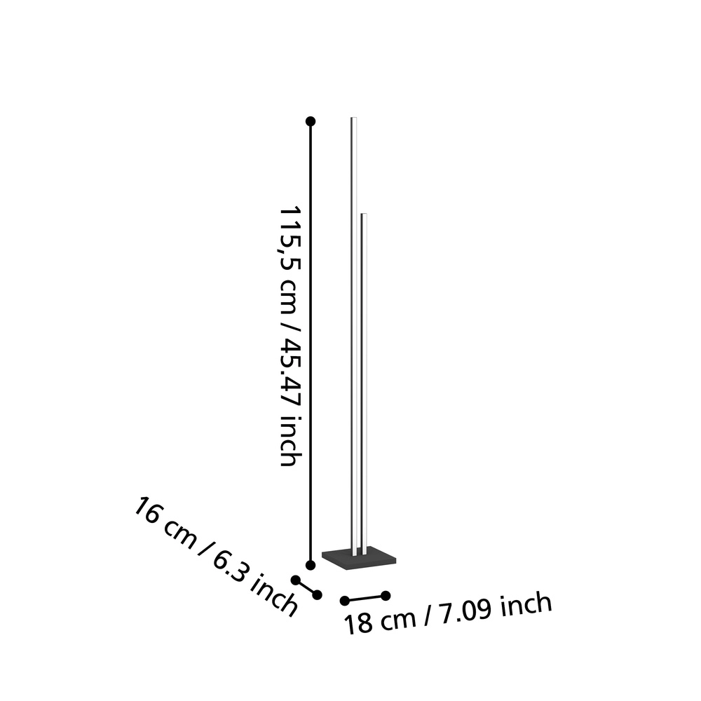 Moderne vloerlamp Cannigiona zwart Eglo 9002759312343