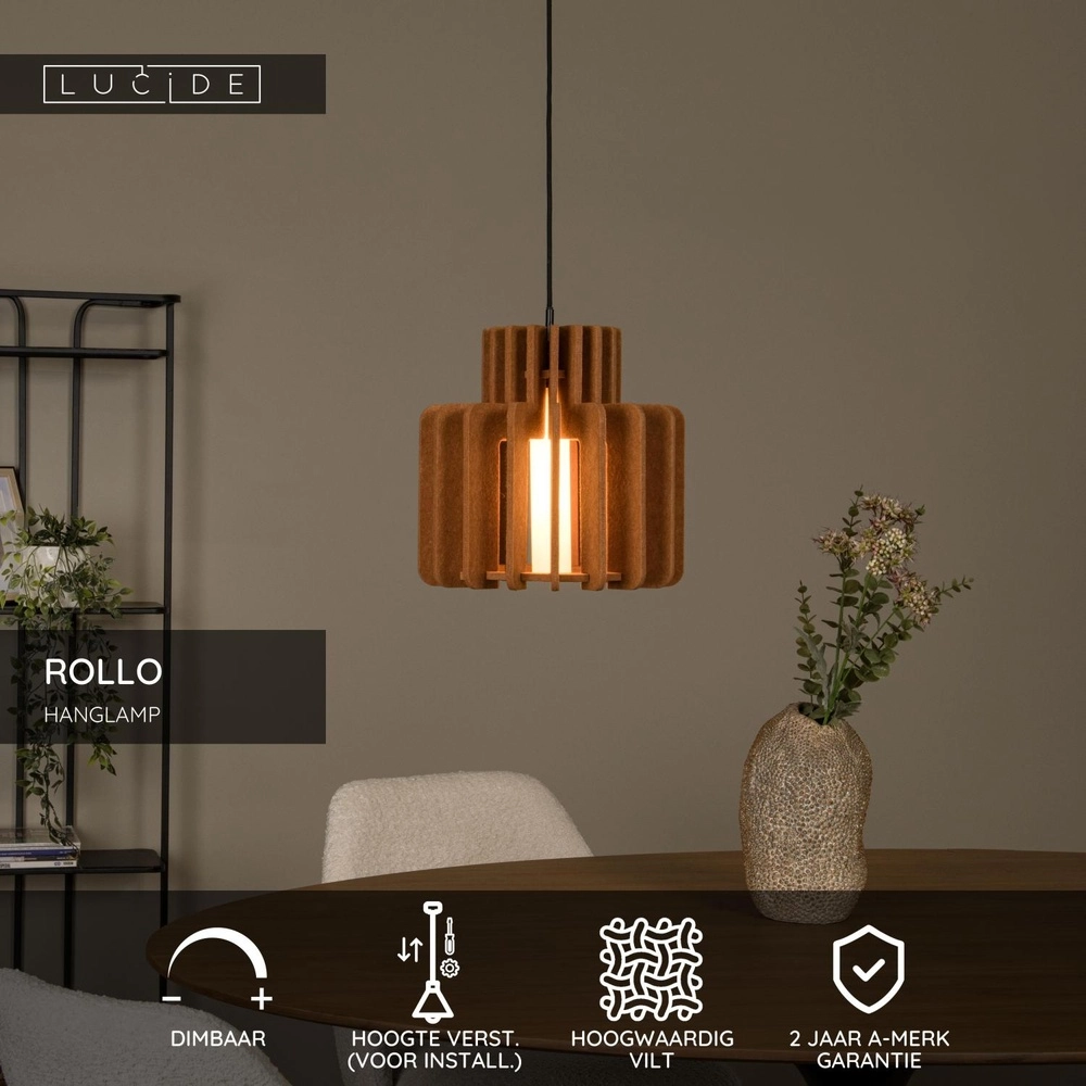 Design hanglamp Rollo 31cm terracotta Lucide 5411212452832