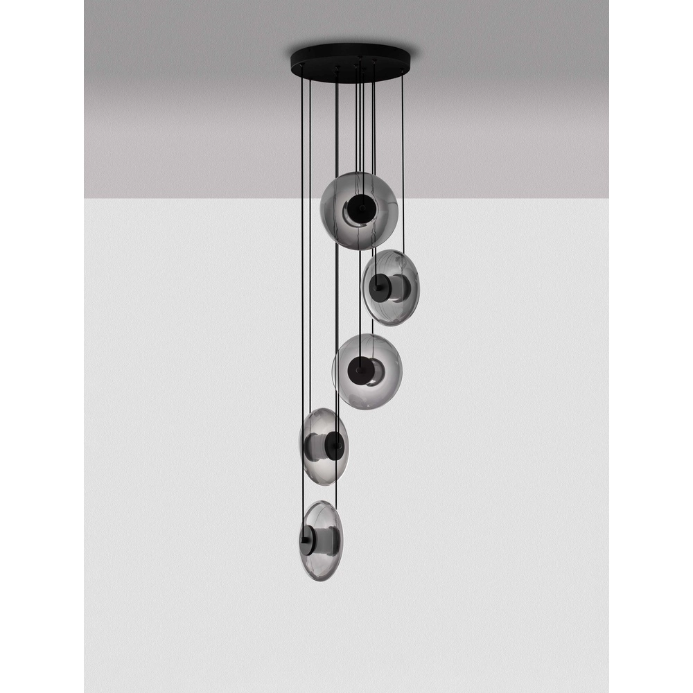 Unieke hanglamp Ballet zwart 5-lichts rond Lyora 5212017458445