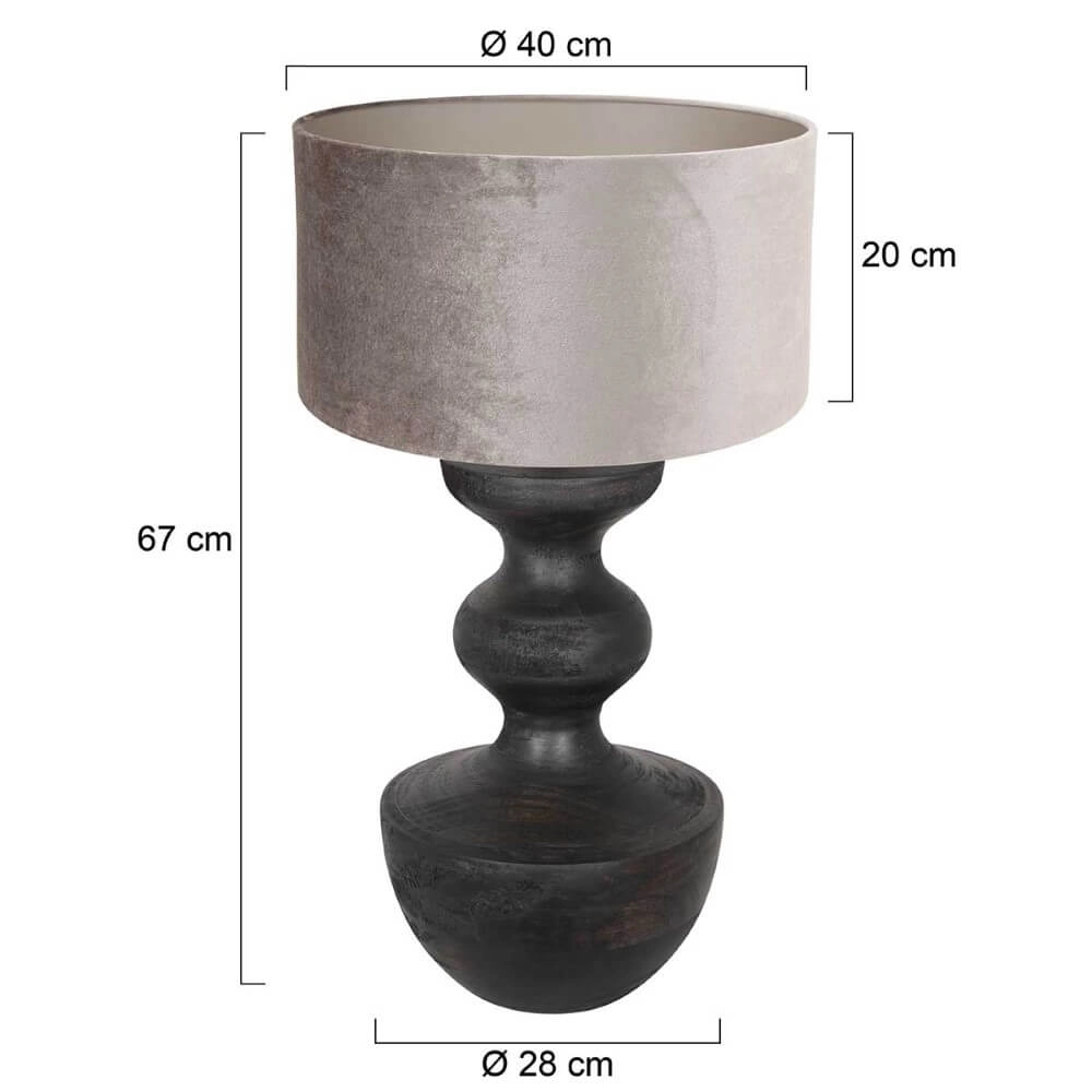 Landelijke schemerlamp Lyons S met taupe velours kap Steinhauer 8712746166675
