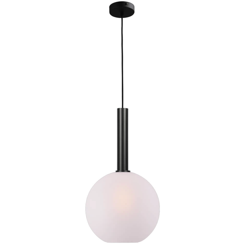 Hanglamp Ø 30cm Bella 2 Zwart met mat wit glas Hanglamp Ø 30cm Bella 2 Zwart met mat wit glas